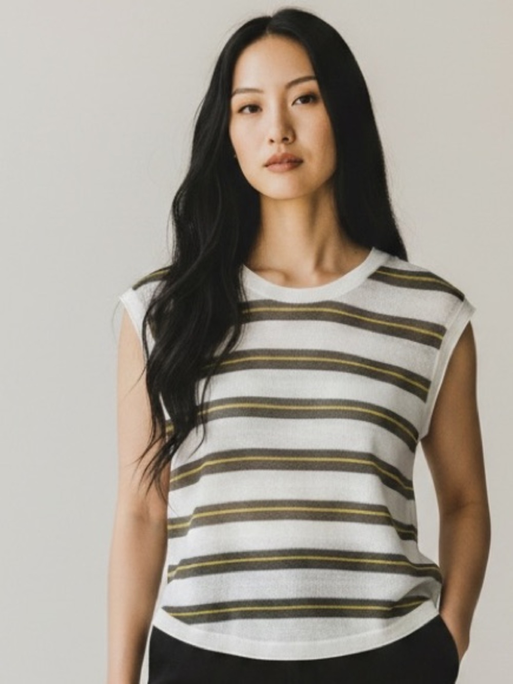 Veronica Beard Jeans Gray Stripe Tank Top, Size Small, EUC